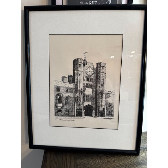 Vintage framed print St. James's Palace London Havey 1984
